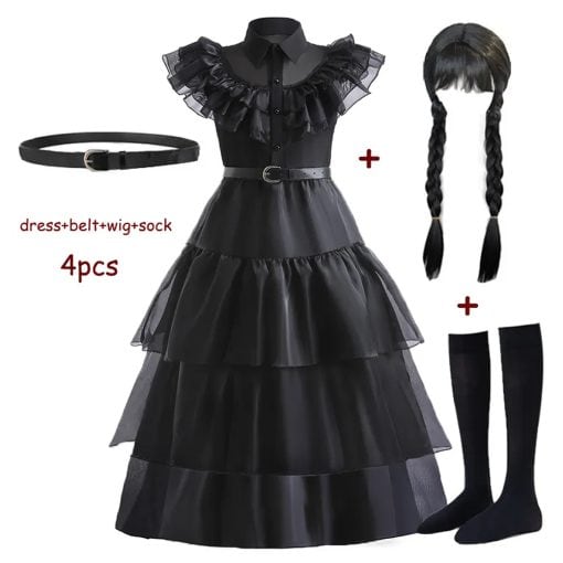 Wednesday The Addams Family Costume Kids Toddlers Halloween Costume For Girl