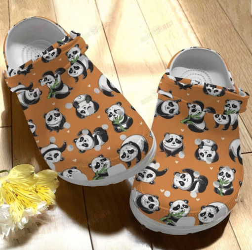 White Sole Panda Lover Color Series Crocs Classic Clogs Shoes PANCR0213