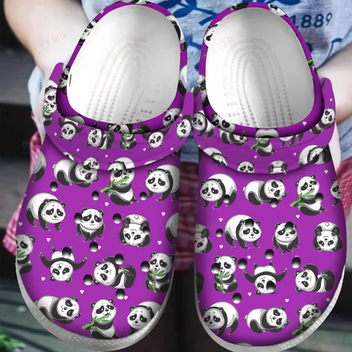 White Sole Panda Lover Color Series Crocs Classic Clogs Shoes PANCR0213